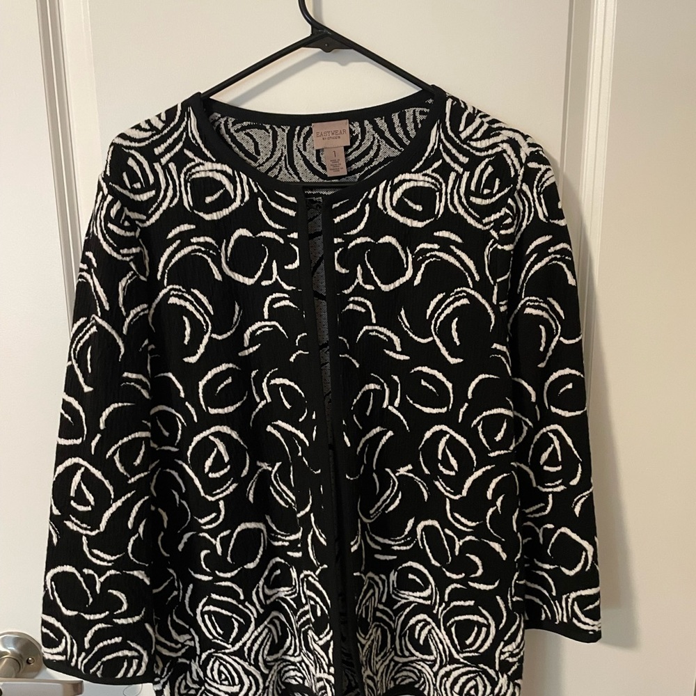 Chico’s black & white cardigan cotton sweater